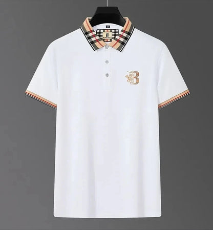 Summer high-end brand short sleeve men's breathable cotton POLO shirt fashionable custom embroidered hot selling silk T-shirt