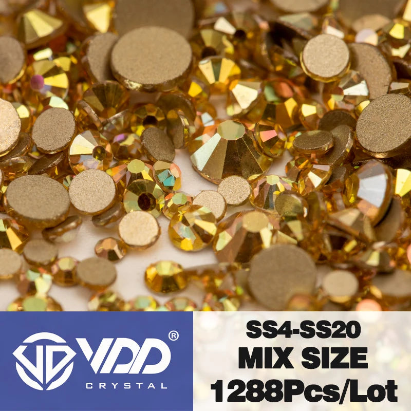 VDD 1440Pcs High Quality Mix Size SS4-SS20 Mix Size Crystal Rhinestones Flatback Glitter Stones Nail Art DIY Crafts Decorations