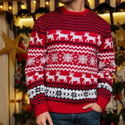 2024 Christmas Women Men Kids Matching Outfits Knit Sweater Jacquard Jumper Long Sleeve Pullover Female Warm Thick Top Xmas Look