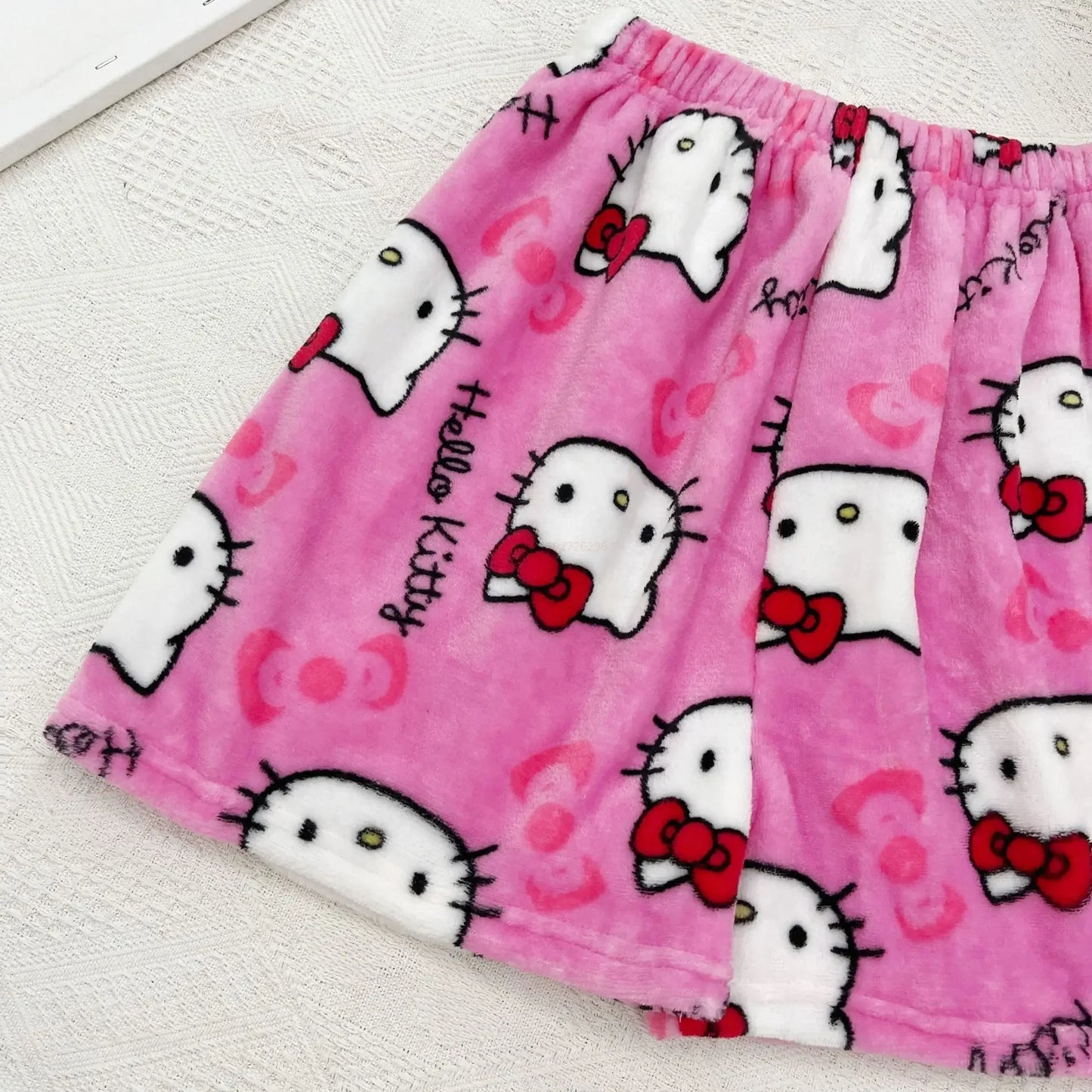 Sanrio Hello Kitty Y2k Kawaii Anime Flannel Pajamas Women'S Warm Woolen Cartoon Casual Home Pants Autumn Winter Fashion Trousers