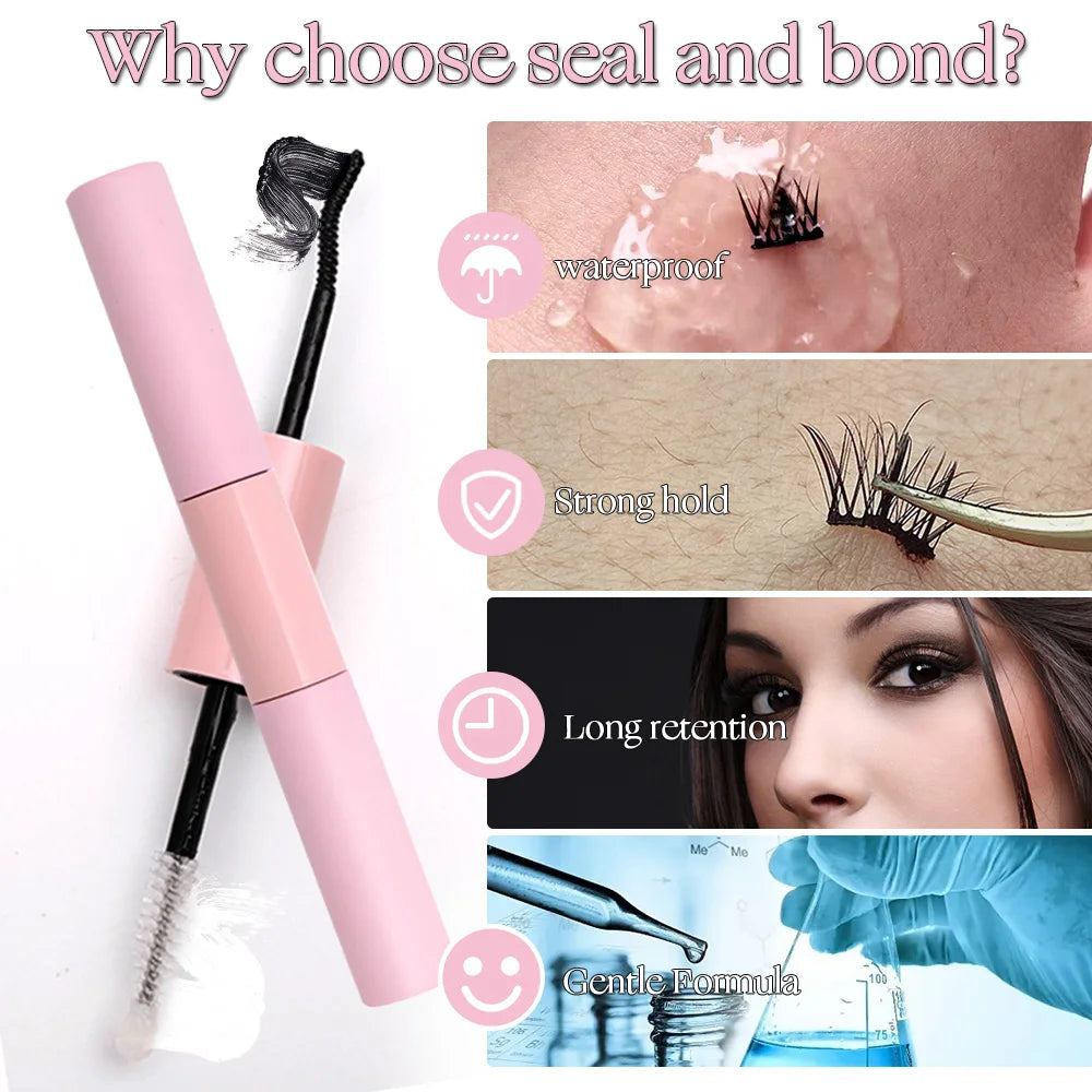 Eyelash Bond and Seal for DIY Lash Clusters Long Lasting Lash Glue Hold 48-72 Hours Waterproof Mascara Wand Makeup