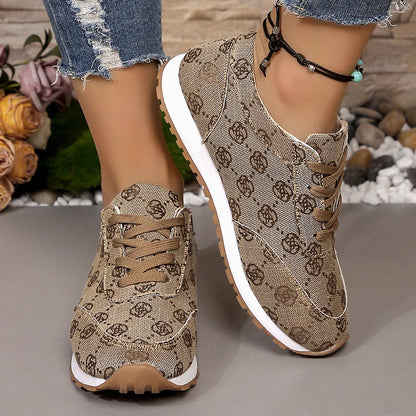 Women Casual Sneakers Luxury Print Design Shoes Platform Lace Up Breathable Sneakers Running Tennis Sports Shoes Plus Size 36-43