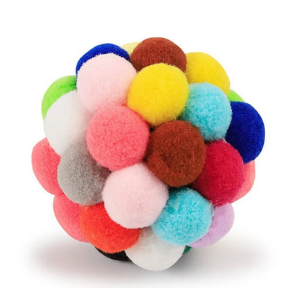 Cat Toys Cat Plush Ball Toy Pet Elastic Bell Ball Self Hi Ball Playing Cat Colorful  Woolen ball