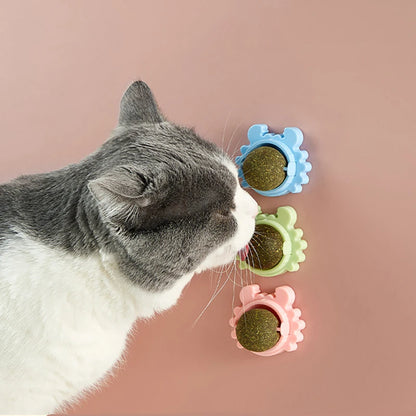 Cat Toys Natural Catnip Rotatable Catnip Wall Ball  Licking Snacks Healthy Nutrition Ball Teeth Cleaning Catnip Toy Pet Supplies