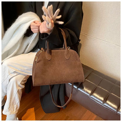 Ladies' Top-handle Bag High-end Feel Niche Design Large Capacity Vintage Commute Handbag For Autumn/winter Season