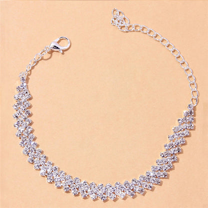 Beautiful Dazzling Cubic Zirconia Chain Anklet for Women Fashion Silver Color Ankle Bracelet Barefoot Sandals Foot Jewelry