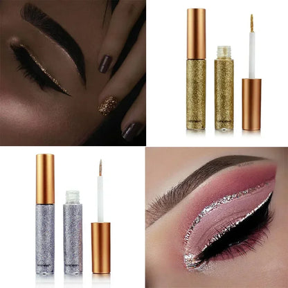 10 Colors White Gold Glitter Eyeshadow For Easy to Wear Waterproof Liquid Sequin Eyeliner pen Beauty Eye Liner Makeup tool