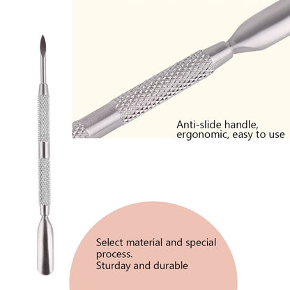 Stainless Steel Cuticle Pusher, Double-Ended Manicure Tools, Dead Skin Remover, Pedicure Care, 1Pc