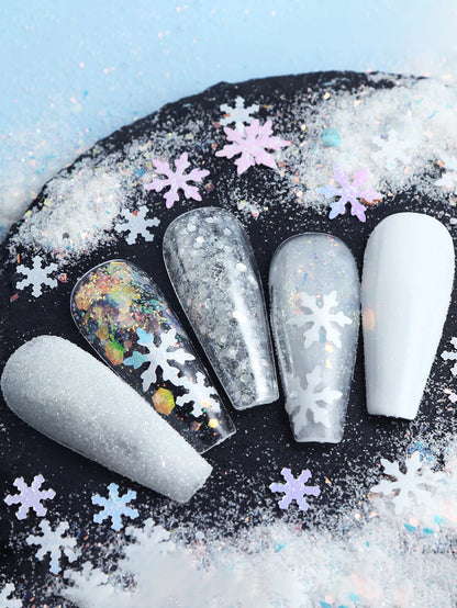 6pcs/set Christmas White Sequins Nail Art Glitter Powder Mermaid Dust Small Flakes Decorations For DIY Nails Glitters