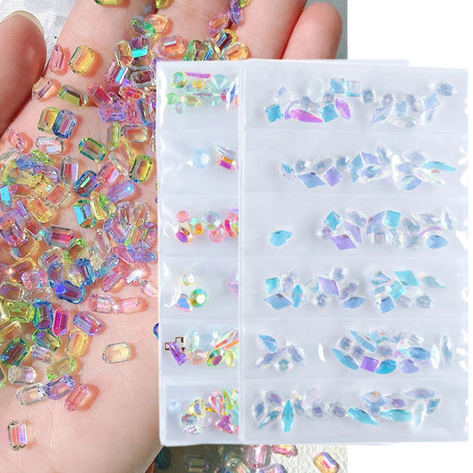 AB Glass Nail Rhinestones, Diamond Teardrop, Horse Eye Crystals Stones, Shiny Gems, Manicure Nails Art Decorations, 1 Pack