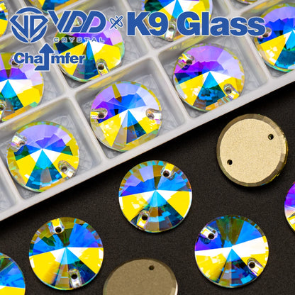 VDD Chamfer AAAAA Top Quality K9 Glass Sew On Rhinestones Sewing Crystal AB Flatback Stone For Clothes Accessories Wedding Dress