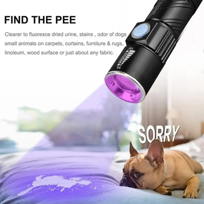 UV Flashlight LED Ultraviolet Torch Zoomable Mini Ultra Violet Lights 395/365nm Inspection Lamp Pet Urine Stain Detector Tools