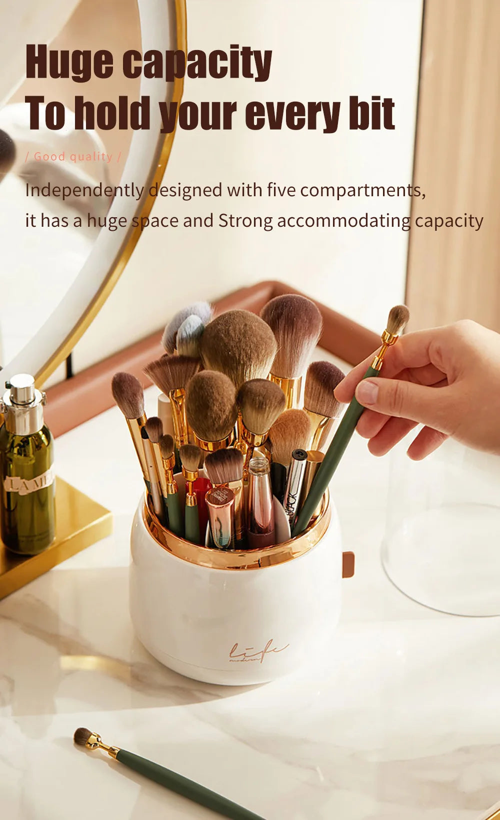 360° Rotating Makeup Organizer Makeup Brush Holder Cosmetic Storage Box Makeup Storage Organizer Lipstick Eyebrow Pencil Case