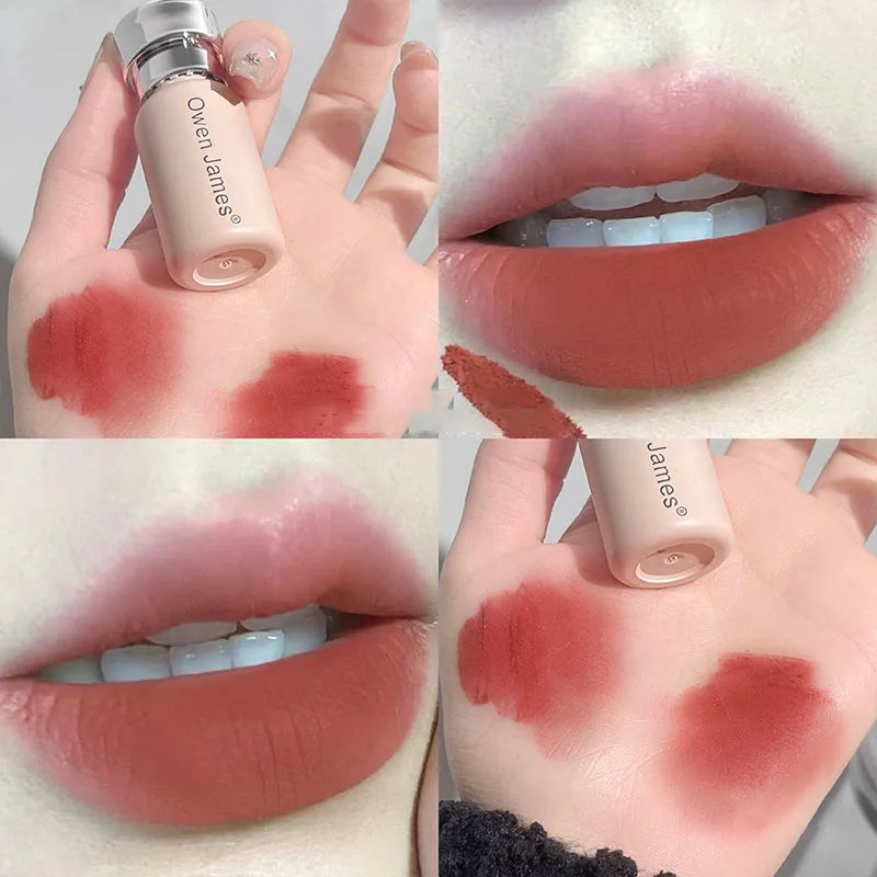 Small Bottle Pink Mist Lip Cream Mud Matte Velvet Lip Gloss Clay Long-lasting Color Non-drying Nude Peach Lip Glaze Rouge Tint