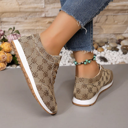 Women Casual Sneakers Luxury Print Design Shoes Platform Lace Up Breathable Sneakers Running Tennis Sports Shoes Plus Size 36-43