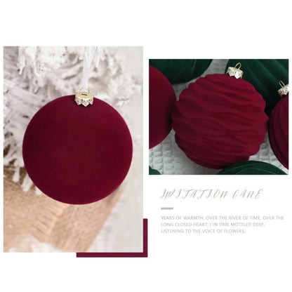 12Pcs/Box 8cm Christmas Velvet Ball Decoration Christmas Tree Ball Ornament Pendant Hanging Decor Merry Christmas Decoration