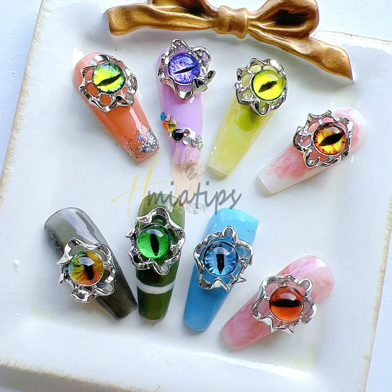 3D Halloween Evil Eye Design Nail Charm Fashionable Mixed Color Eyes Decorations Gems Glitter Acrylic DIY Shinning Jewelry