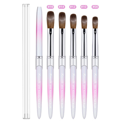 Kolinsky Sable Acrylic Brush Crimped UV Gel Carving Pen Liquid Powder DIY Manicure Nail Drawing Hot Pink Art Brushes Tools