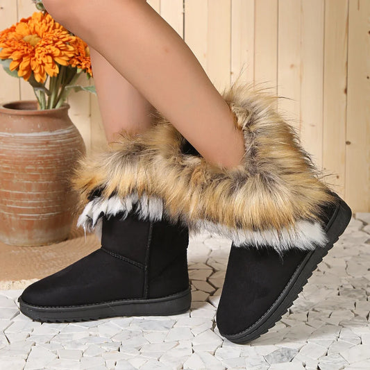 Cotton shoes women's winter boots 2023 new snow boots women plus fleece thickened warm 100 flat short boots women non-slip