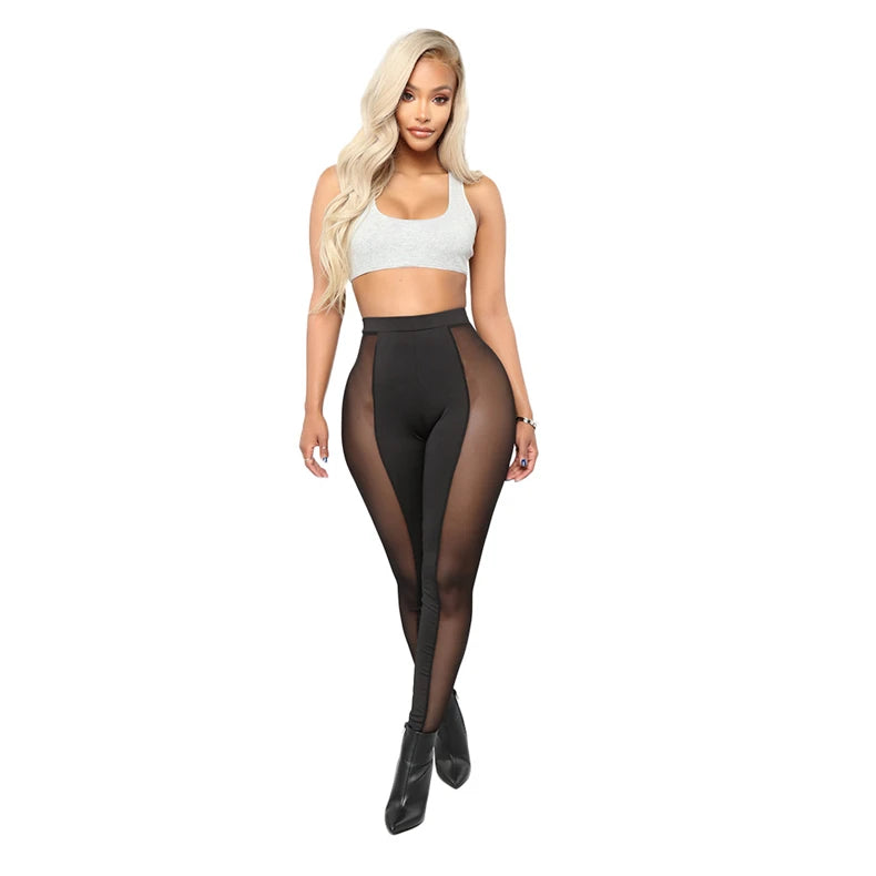 Women's Mesh Leggings Gym Pants High Waist Elegant Sports Womens Push Up Seamless Legging Fashion Ladies Clothing Streetwear