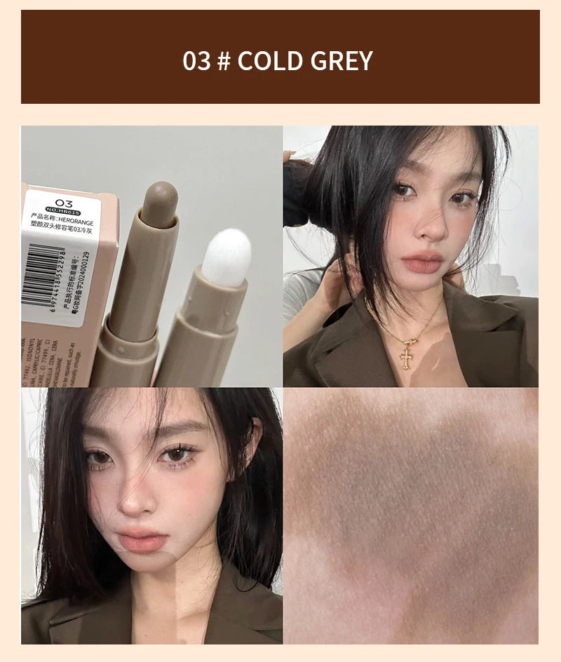 Nose Shadow Bronzers Contouring Makeup Pen Natural Grey Brown Three-dimensional Face Matte Shadow Cream Contour With Brush