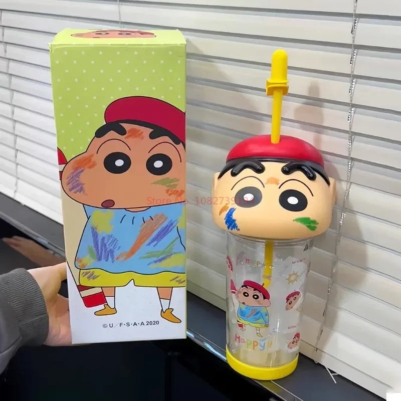 2024 New Crayon Shin Chan Straw Cup Tritan Material Phooey Kawaii Cup Quality Food Grade Convenient Leak Proof Kid Birthday Gift