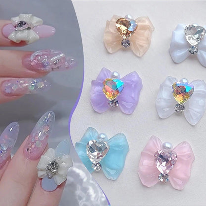 Acrylic Butterfly Crystal Glass Shiny Nail Parts Alloy Rhinestone Nail Charms For Nail Art Decoration Accessories Design