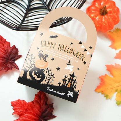 2Pcs Halloween Kraft Paper Portable Gift Bag Candy Packaging Bag With Handle Sealed Box Business Handbag Packaging Bag