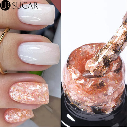 UR SUGAR 7ml Gold Glitter Mineral Gel Nail Polish Soak Off UV LED Gel Nail Platinum Shining Sequin Semi Permanent Manicure