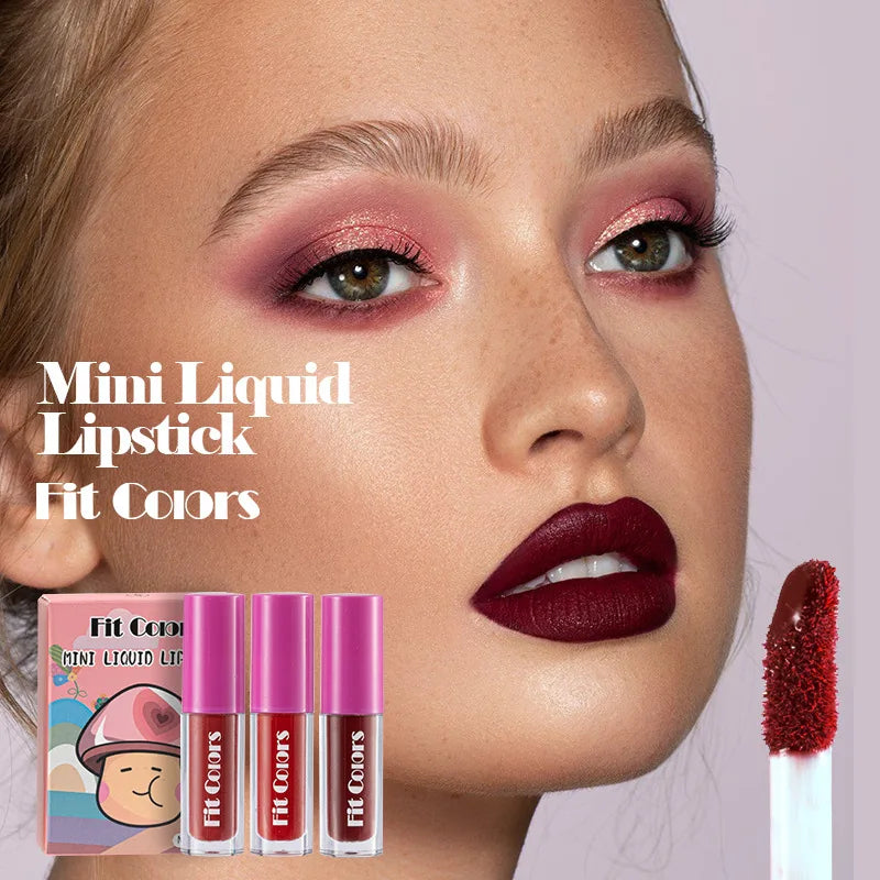 3pcs/set Velvet Matte Lipstick Set Waterproof Sexy Red Nude Black Lip Stick Tint Makeup Mini Lip Gloss Kit Plumping Lip Oil Set