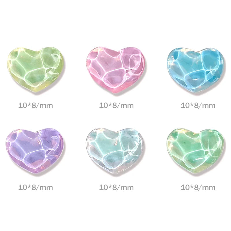 1Bag 3D Heart Nail Rhinestones Water ripple flat bottom love Charms Crystal Nail Art Decorations Gem Kawaii Resin Nails Gems