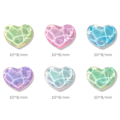 1Bag 3D Heart Nail Rhinestones Water ripple flat bottom love Charms Crystal Nail Art Decorations Gem Kawaii Resin Nails Gems