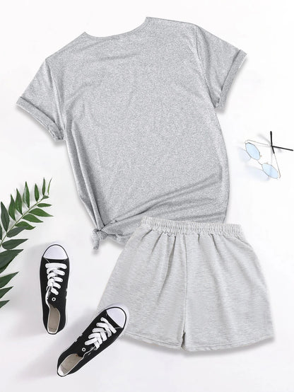 Summer Women's Two-Piece Sportswear T-Shirt And Shorts Women's Casual Pullover Short Sleeved T-Shirt Casual Sportswear