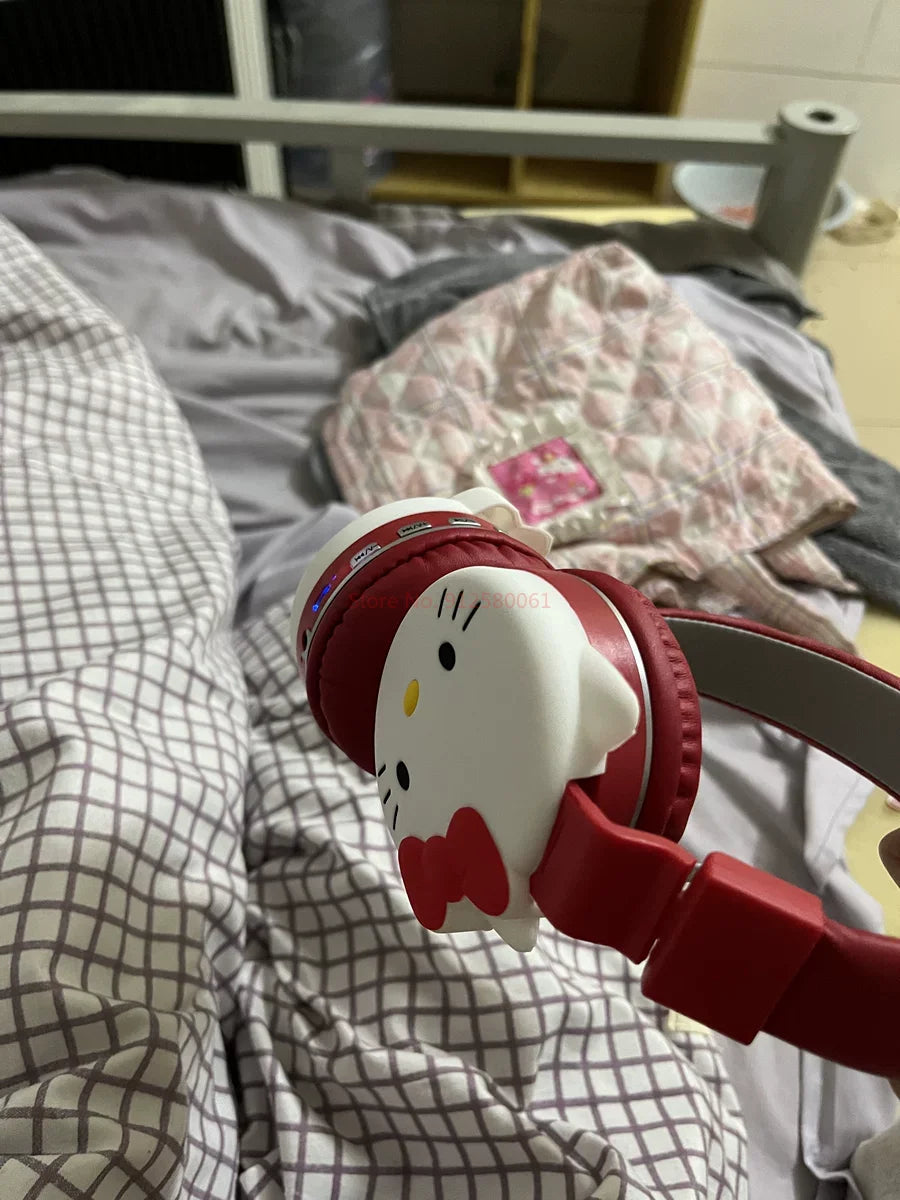 Hello Kitty Cute Bluetooth Headphone Wireless Headsets Anime Cartoon Stereo Headset Earphone With Mic Fashion Hottie Y2k Gifts