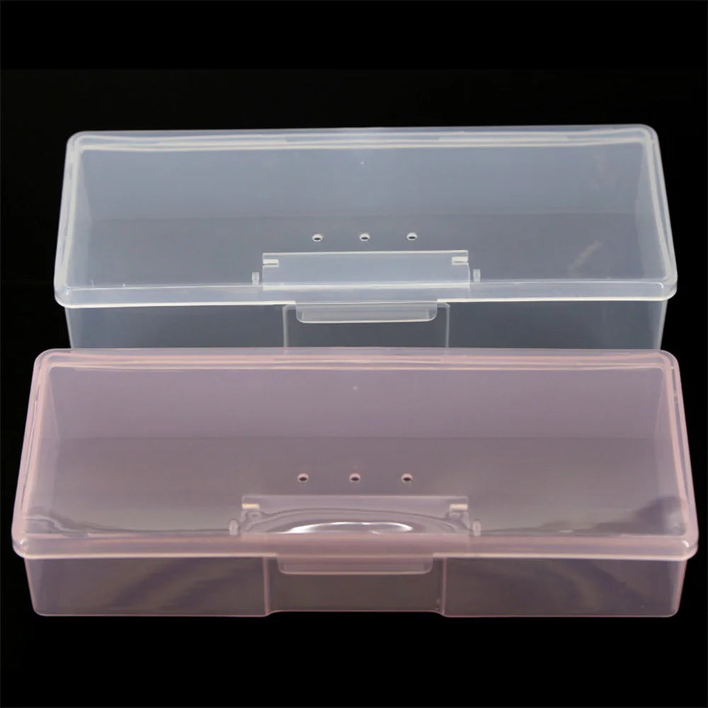 Nail Art Storage Box Nail Accessories Organizer Plastic Container Nail Rhinestone Brush Pen Buffer Grinding Files Storage Box