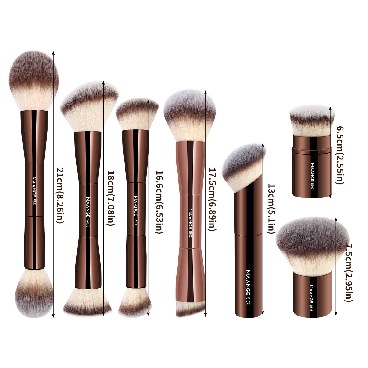 MAANGE Makeup Brushes Double Head Foundation Powder Concealer Blusher Bronzer Makeup Brush Soft Fiber Hair Cosmetic Beauty Tools