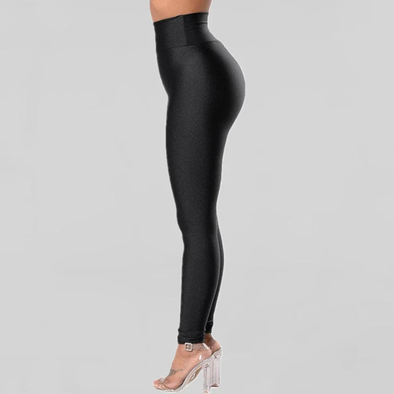 Bodycon Y2K Pants Women Gym Sexy Metallic Luster Pencil Leggings Fashion Streetwear High Waist Shiny Black Silver Leggings