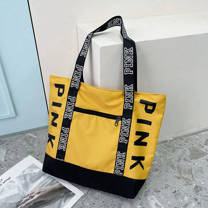 Literary Nylon Tote Bag For Women Large Capacity Shoulder Bag Fashion Letter Strap Handbags Large Capacity Tote Bag