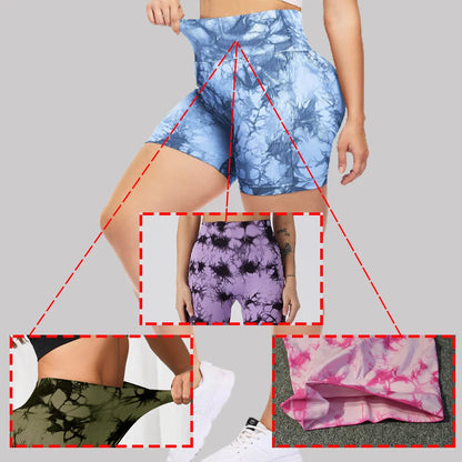 Seamless Tie Dye Push Up Yoga Shorts For Women High Waist Summer Fitness Workout Running Cycling Sports Gym Shorts Mujer