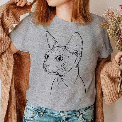 Summer Shirt Casual Clothing Graphic T Shirt Short Sleeve Women Sphinx Cat Fashion Clothes Tee T-shirt Female Tops Camisas Mujer