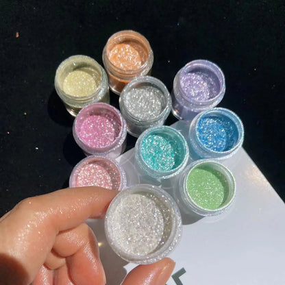 10Colors Sparkly Nail Glitter Powder Rainbow Crystal Diamond Pigment Dust Holographic DIY Manicure Chrome Nails Art Decoration