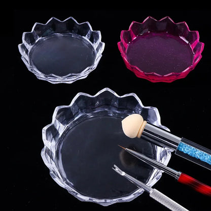 Nail Brush Holder Stand Organizer Case Cleaner Container Storage Box Tray Plate Rhinestone Glitter Display Nail Art Tools