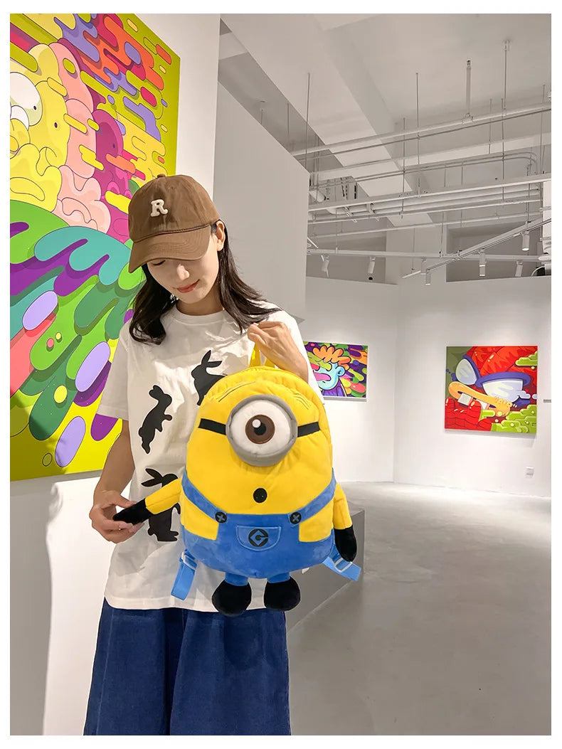 New Cartoon Anime Plush Backpack Minions Doll Large Size School Bag Large Capacity Student Cartoon Backpack