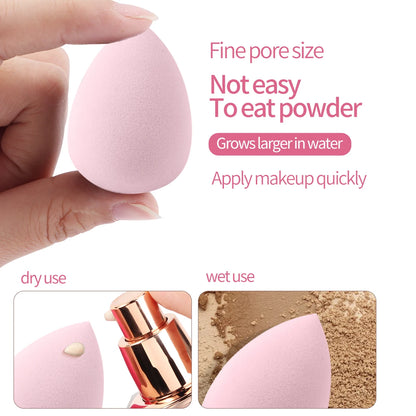 MAANGE 11PCS Makeup Tool Kit 4PCS Makeup Brush Wih Powder Puff Makeup Sponge Finger Air Cushion Puff Concealer Blend Eyeshadow