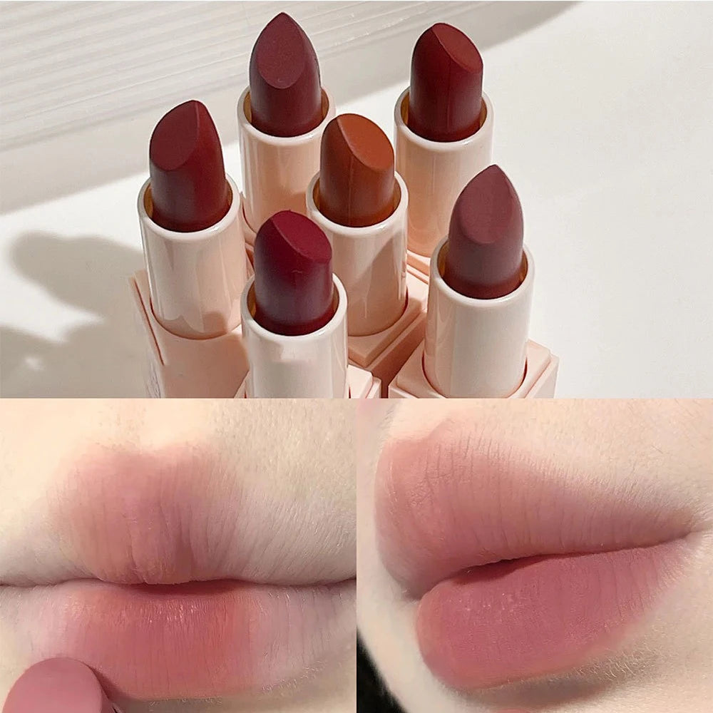 Matte Cute Lipstick Long Lasting Sexy Bright Red Lip Tint Balm Moisturizing Velvet Nude Lipstick Enhances Complexion Cosmetics