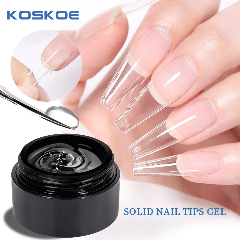 KOSKOE 4Pcs Clear Non Stick Hand Solid Nail Tips Glue Nail Art Extension Tips Glue No-Flowing Modelling Stick Tips Glue