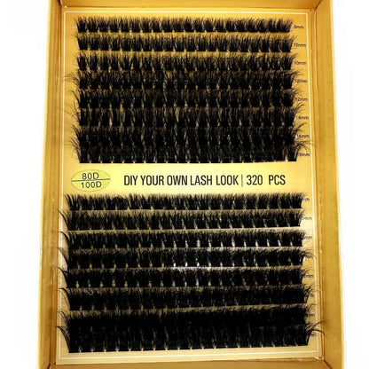 16Rows 320Bundles 5D Fluffy Lashes Cluster 60/80/100D Thick Eyelash Russia Curl Wispy Individual Lashes 8-16mm Eyelash Extension