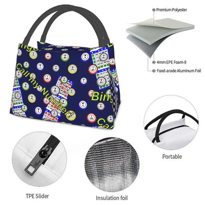 I Love Bingo Game Insulated Lunch Bags for School Office Waterproof Cooler Thermal Lunch Box Women lunchbag