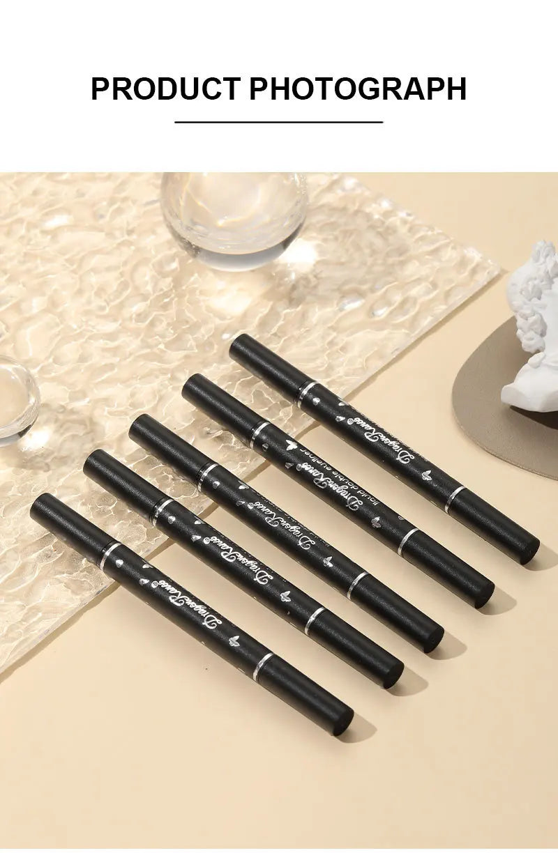 Double Head Moon Star Heart Flower Liquid Eyeliner Pen Black Stamp Eyeliner Waterproof Makeup Butterfly Seal Eye Liner Pencil