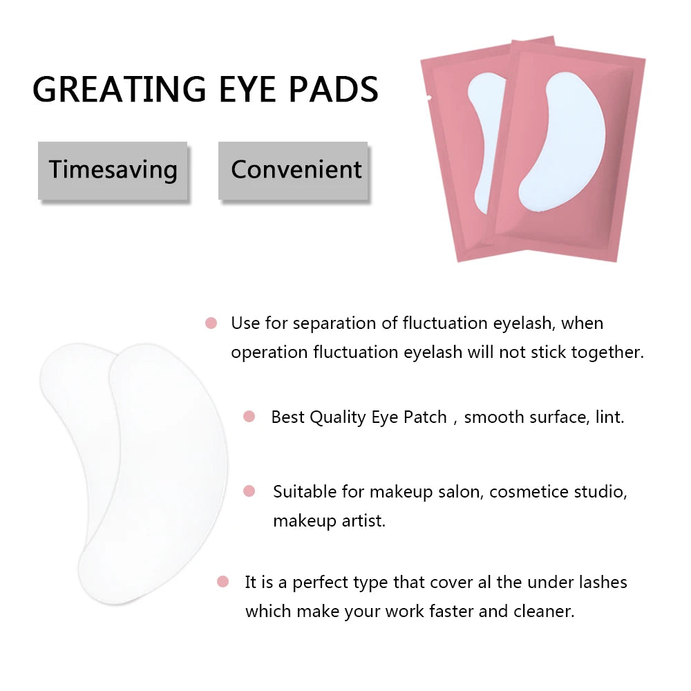 100 pairs Eyelash Pads Grafted Lash Hydrogels Gel Patches Under Eye Pads for Eyelash Extension Tips Sticker Makeup Tools